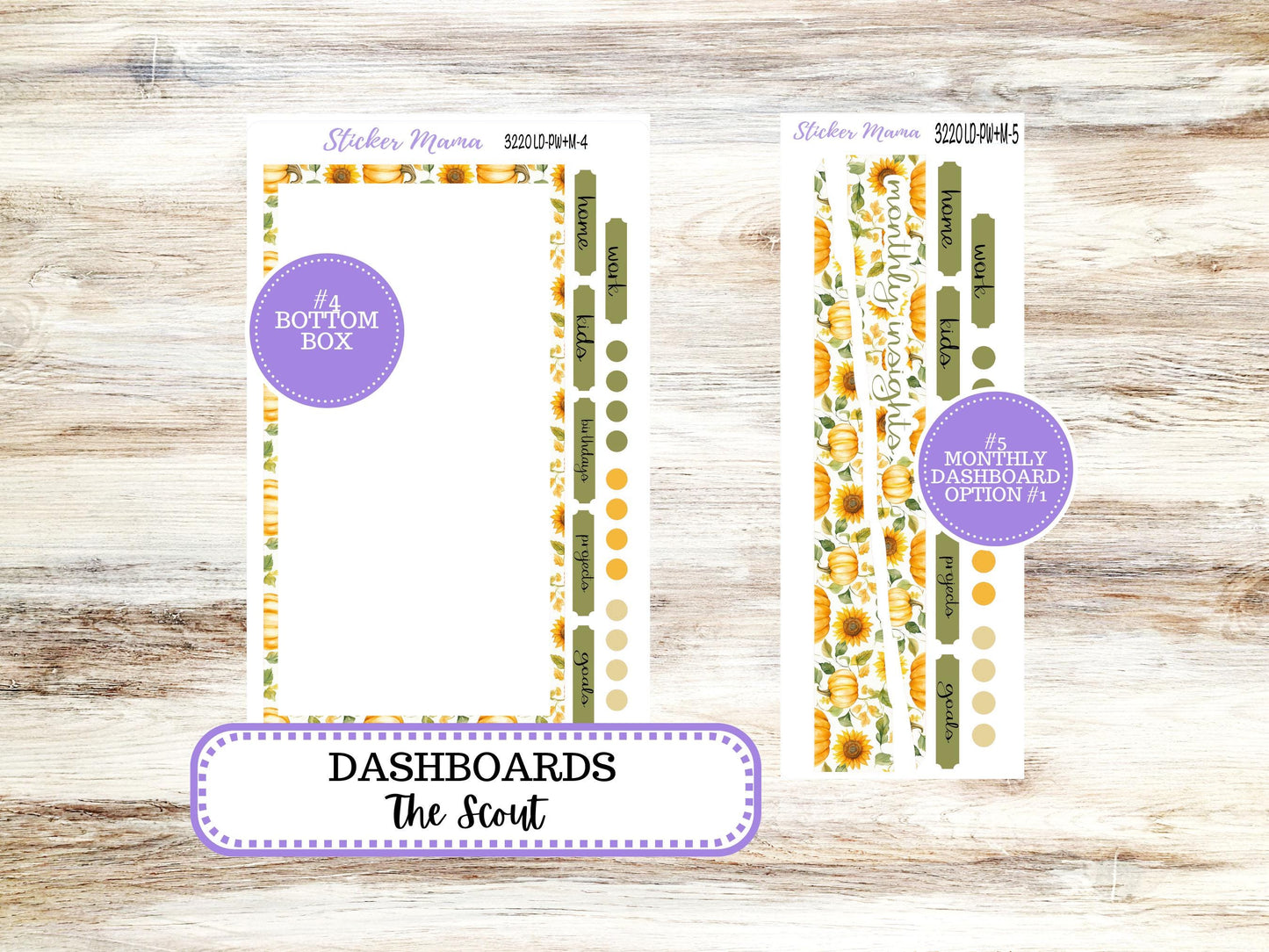 Laurel Denise Large Scout Planner Sticker Kit | Portrait Weekly + Monthly | Month of your Choice Fall | 3220 Sunflower Harvest | 6-26
