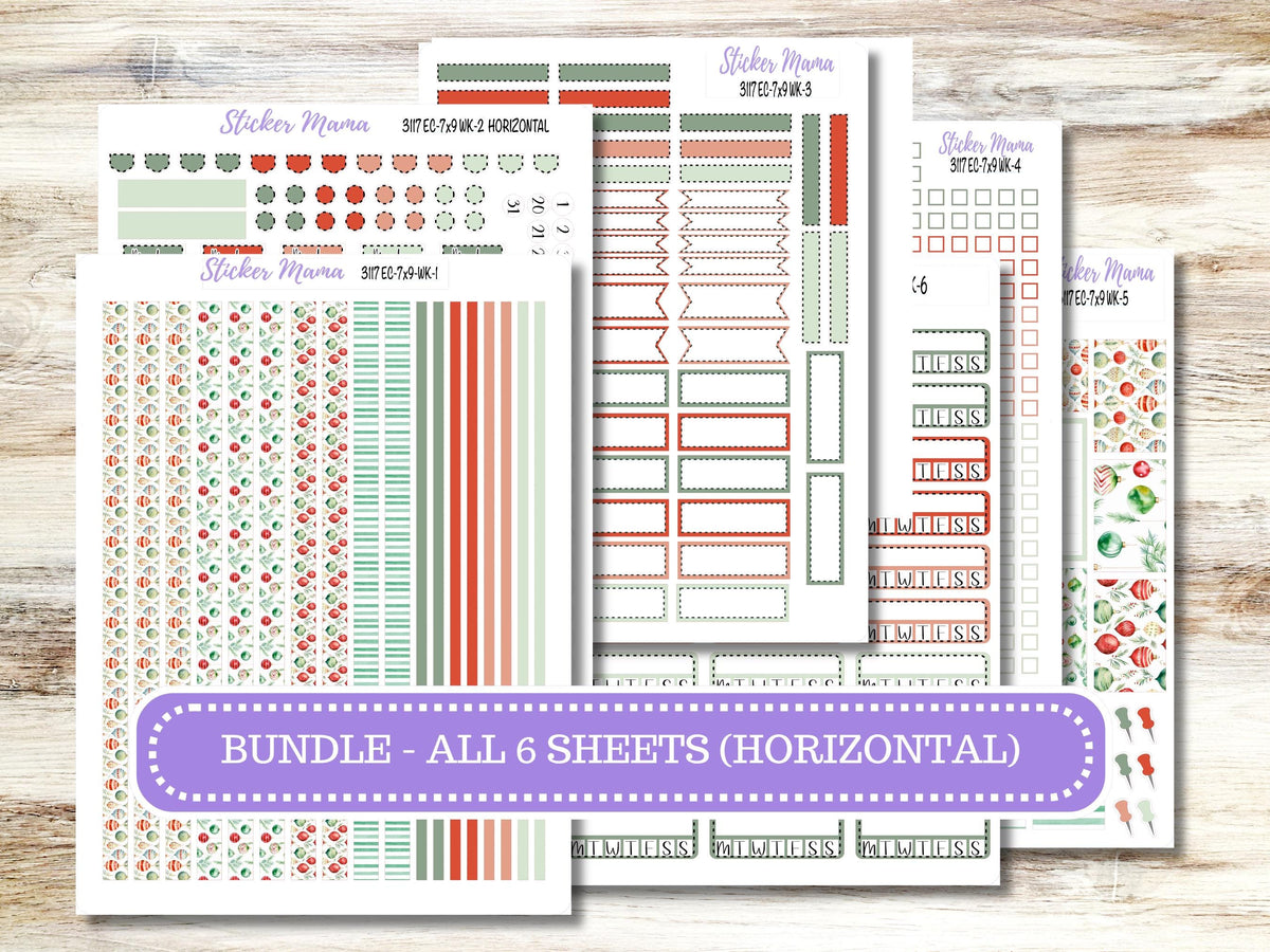 Erin Condren Weekly Planner Kit 3117 | Jolly Jewels | Vertical, Horizontal & Hourly Stickers | December | 9-26