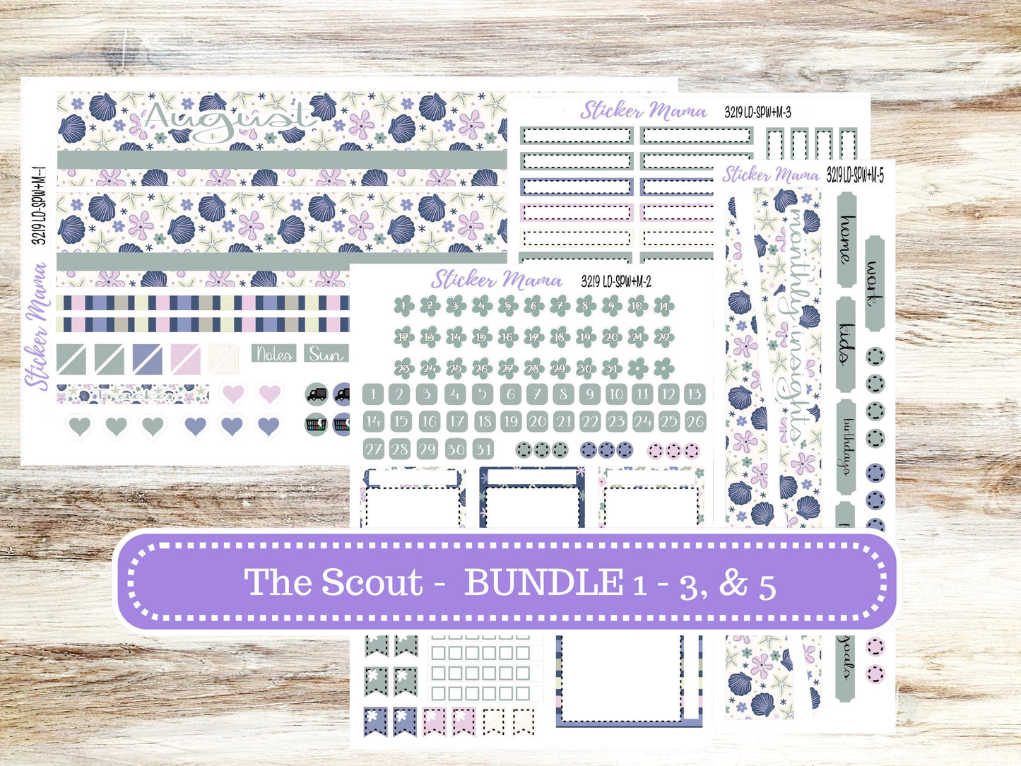 Laurel Denise Small Scout Planner Sticker Kit | Portrait Weekly + Monthly | August Tropical Trinkets 3219 | 5-26