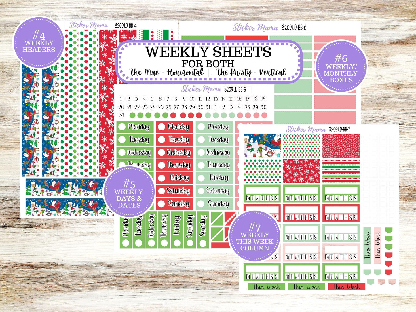LD BOOK-BOUND Planner Kit #3209 || The Mae || The Kristy || Jolly Pines || December Laurel Denise Sticker Kit ||  9-25