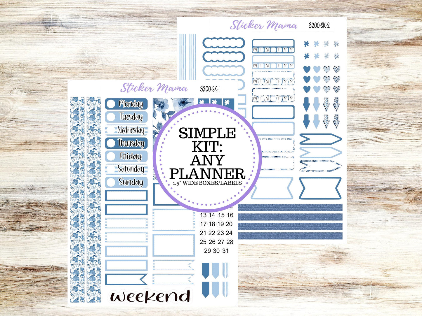 SIMPLE KIT  || #3200 || Cool Blue || Any Kind Planner || Planner Stickers || Planner Stickers