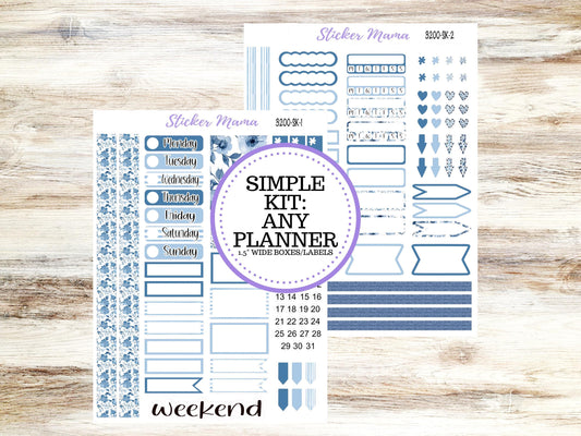 SIMPLE KIT  || #3200 || Cool Blue || Any Kind Planner || Planner Stickers || Planner Stickers