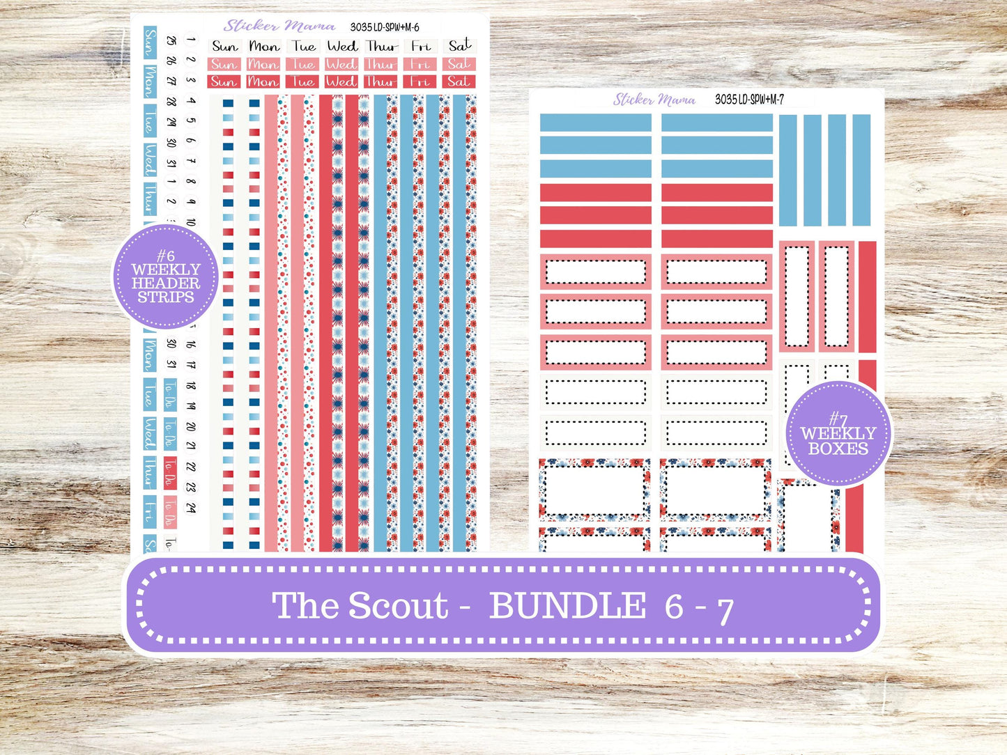 Laurel Denise Small Scout Planner Sticker Kit | Portrait Weekly + Monthly | July American Dream 3035 | 4-26