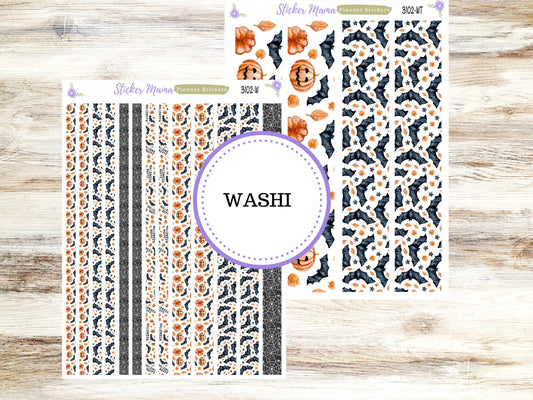 WASHI PLANNER STICKERS || 3102 ||  Pumpkin Town || Halloween Washi Stickers || Planner Stickers || Monthly Header
