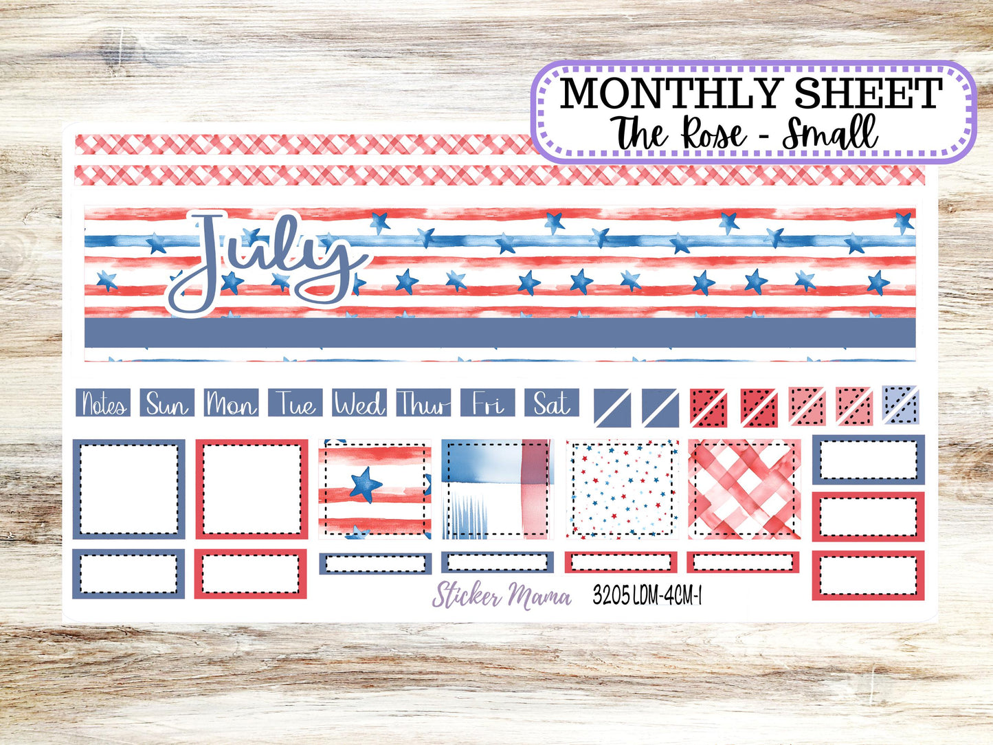 Laurel Denise Small Rose Planner Sticker Kit | 4 Column Mini | Project Mini  | July 3205 Patriotic Festivities | 4-26