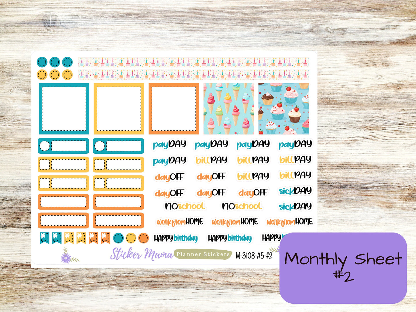 MONTHLY KIT-3108 || A5 || Happy Birthday || - ec Monthly Kit -  Monthly Planner Kits - Monthly Pages