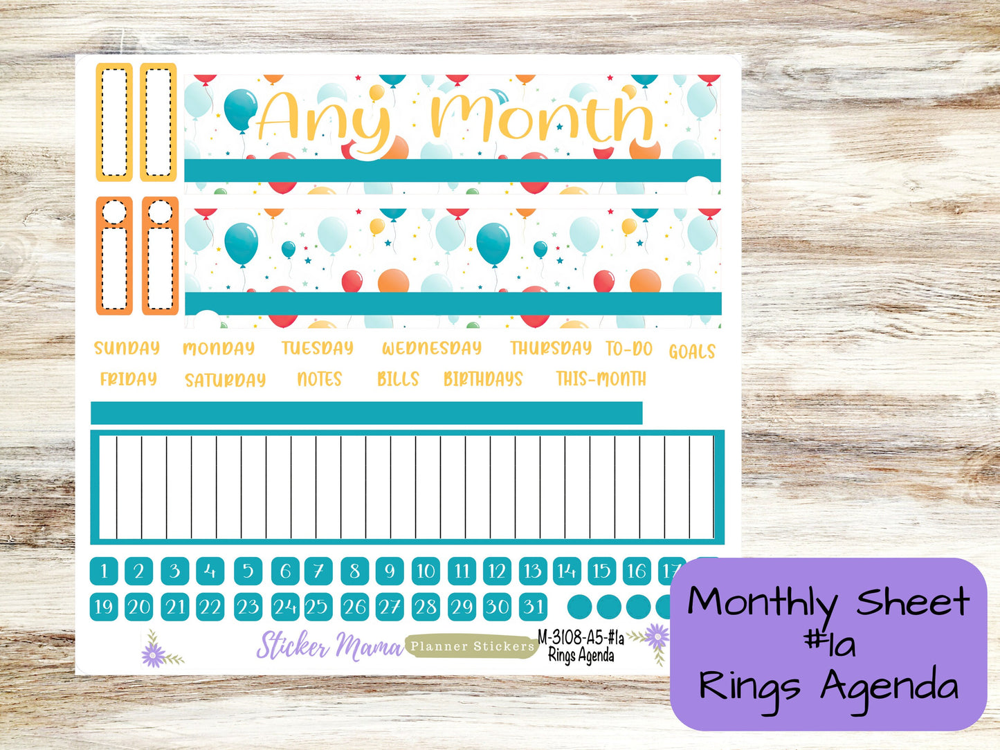 MONTHLY KIT-3108 || A5 || Happy Birthday || - ec Monthly Kit -  Monthly Planner Kits - Monthly Pages