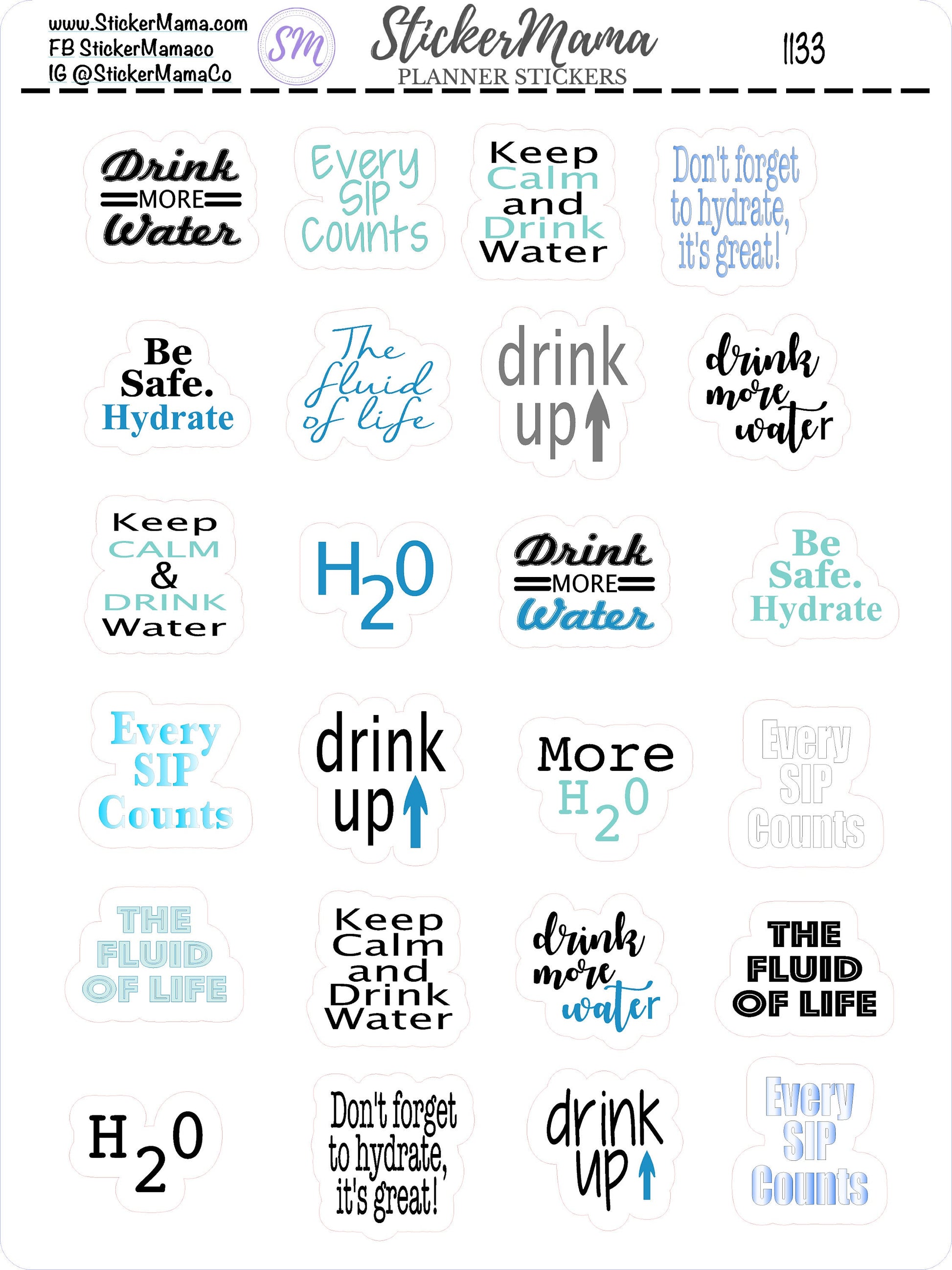 Drink Water Planner Stickers