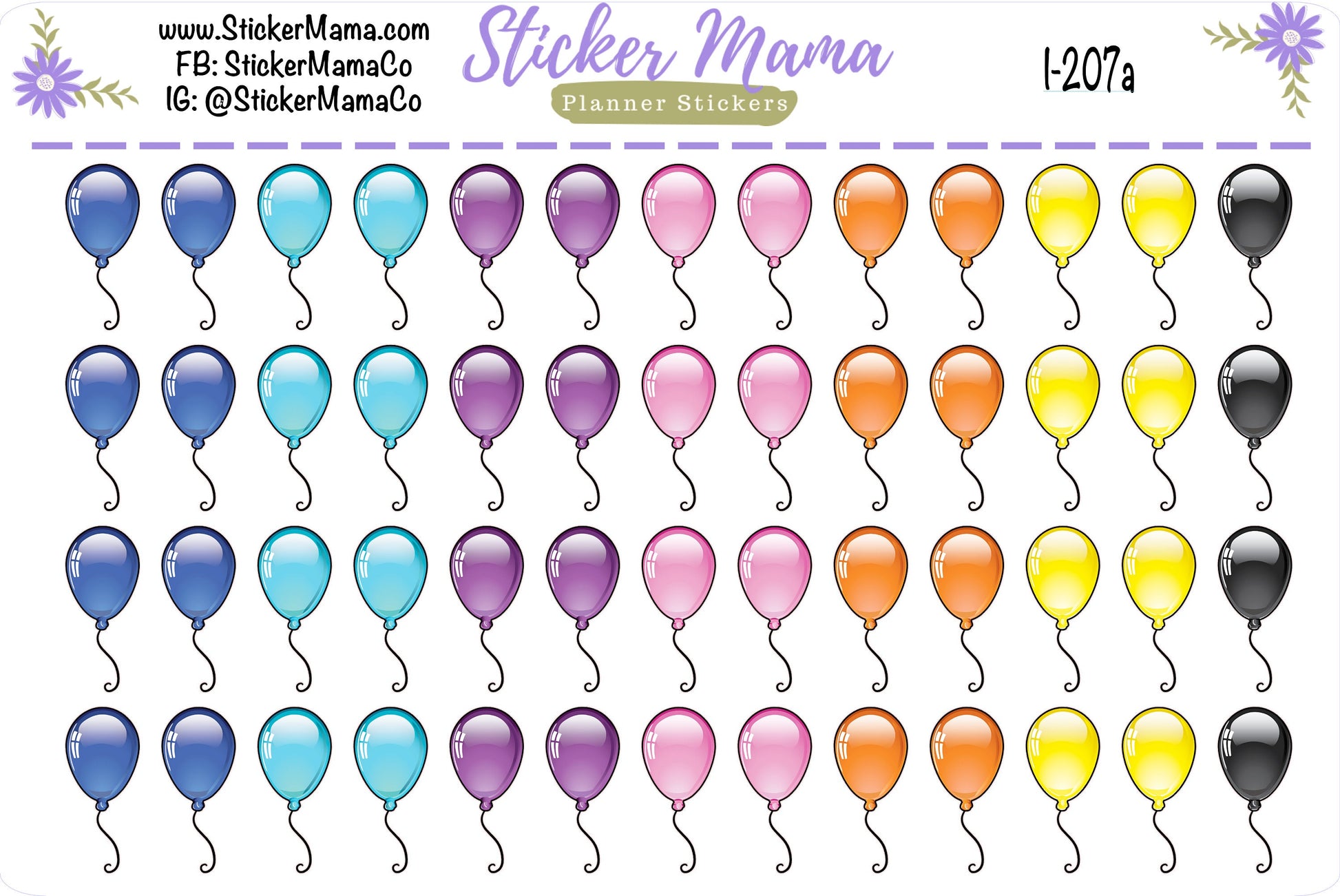 BALLOON PLANNER Stickers I-207, Balloon Stickers