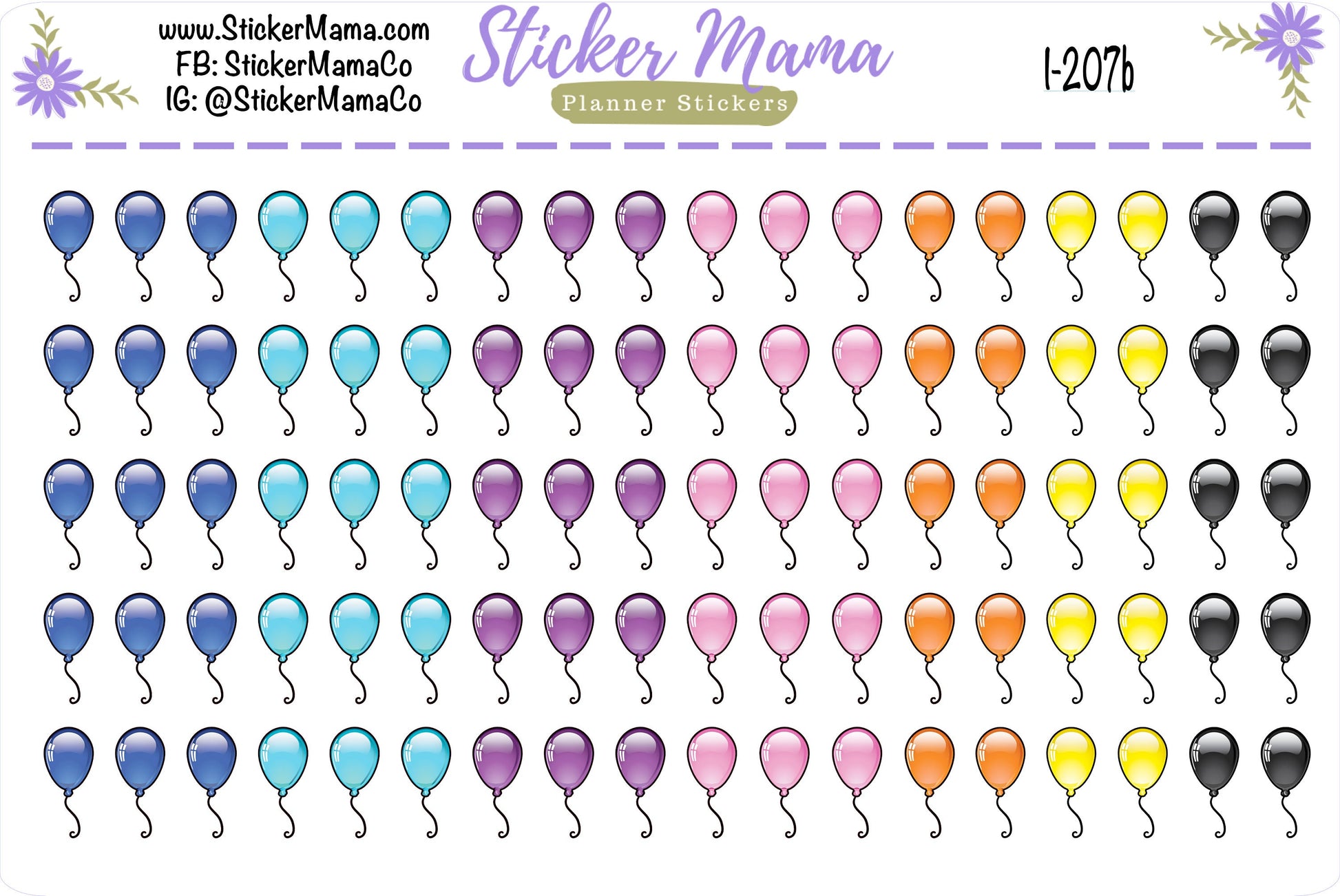 BALLOON PLANNER Stickers I-207, Balloon Stickers