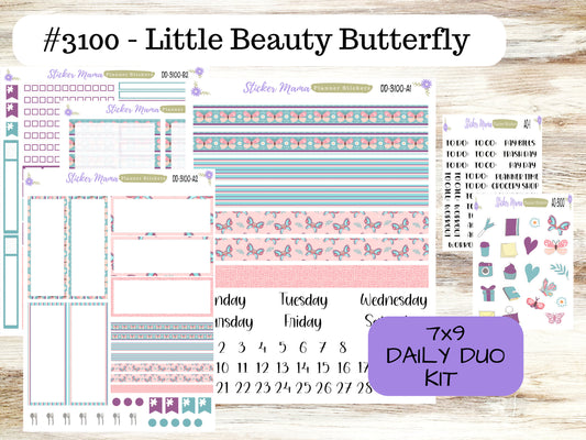 DAILY DUO 7x9-Kit #3100  || Little Beauty Butterfly || Planner Stickers - Daily Duo 7x9 Planner - Daily Duo Stickers - Daily Planner