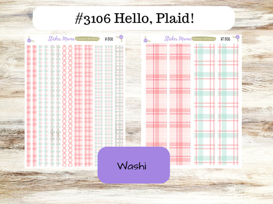 WASHI PLANNER STICKERS || 3106 || Hello, Plaid! || Washi Stickers || Planner Stickers || Washi for Planners