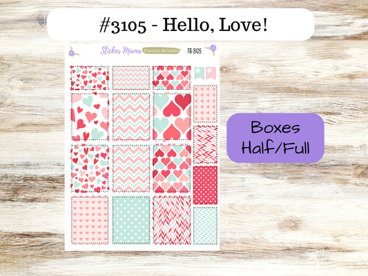 FULL BOXES-3105 || Hello, Love! || Planner Stickers -|| Full Box for Planners