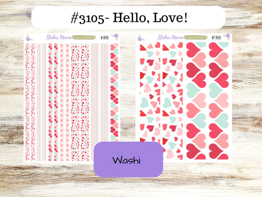 WASHI PLANNER STICKERS || 3105 || Hello, Love! || Washi Stickers || Planner Stickers || Washi for Planners