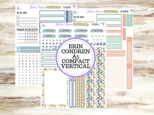 A5 COMPACT VERTICAL-Kit #3112 || Spring Butterfly Kit  - Compact Vertical - Planner Stickers - Erin Condren Compact Vertical Weekly Kit