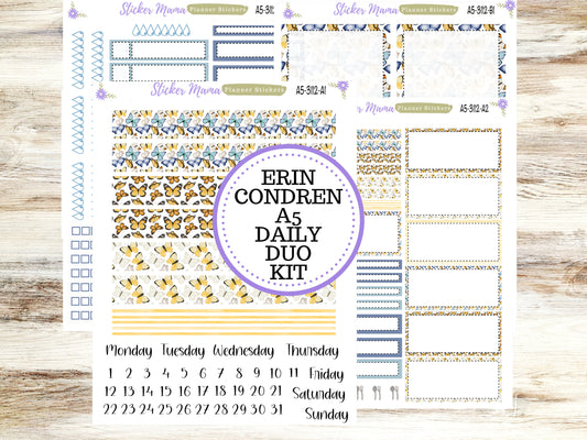 A5-DAILY DUO-Kit #3112  || Spring Butterfly Kit  || Planner Stickers - Daily Duo A5 Planner - Daily Duo Stickers - Daily Planner